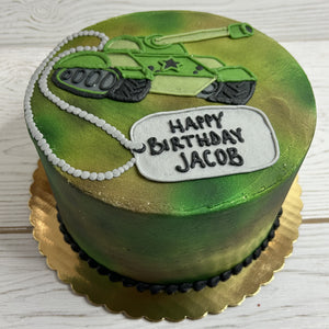 Army Camo Birthday Cake with Tank