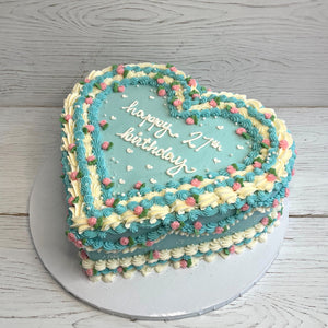 Beautiful Blue Heart-Shaped Cake