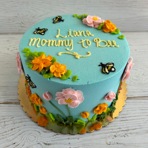 Floral "Mommy to Bee" Cake