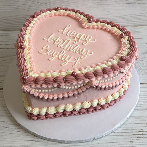 Pink and Rose Gold Heart-Shaped Cake