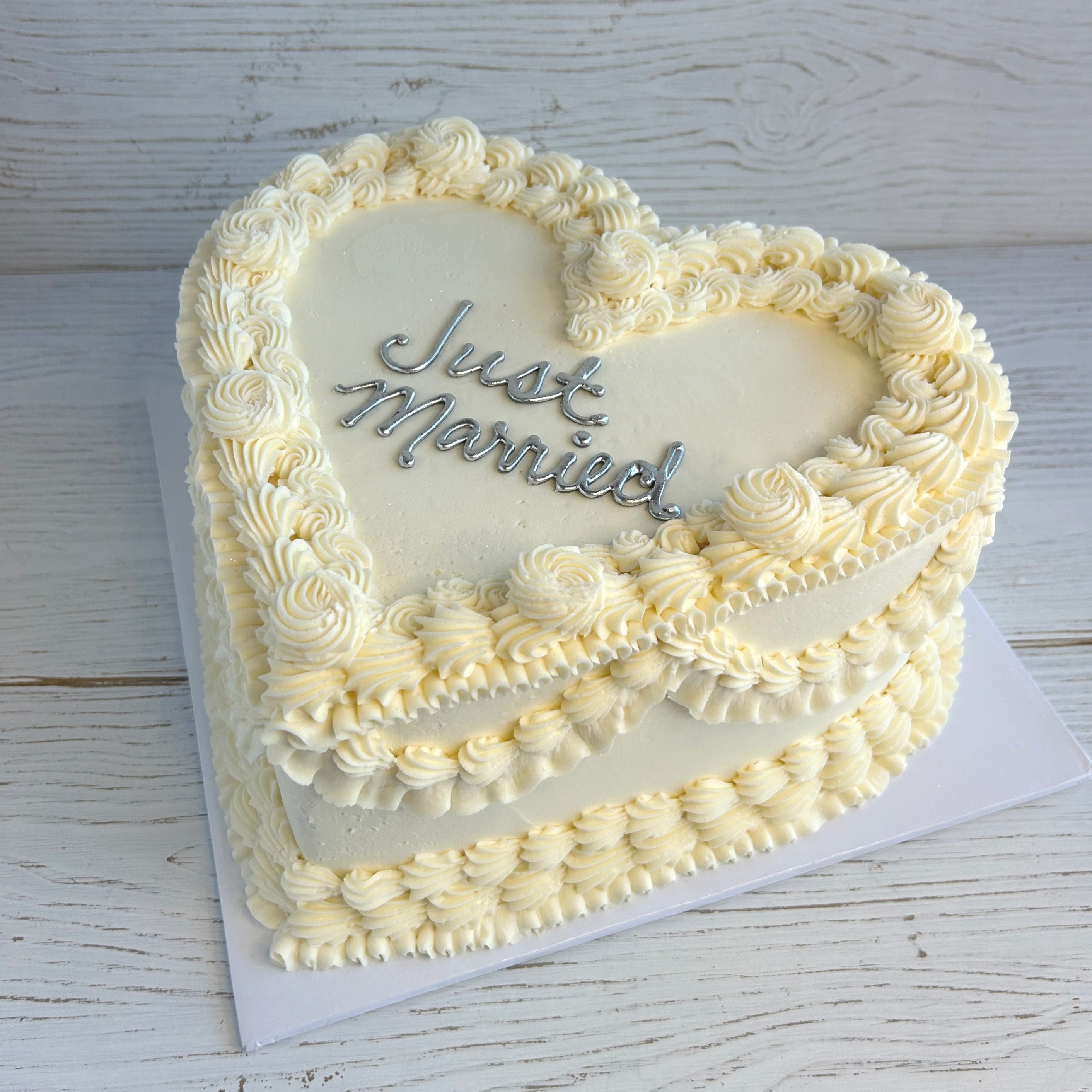 Heart-Shaped Just Married | Wedding | Shower Cake