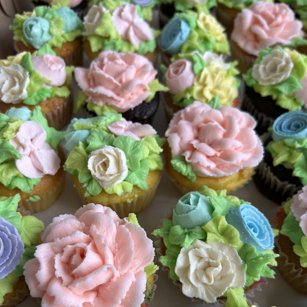 Pastel Rainbow Floral Cupcakes