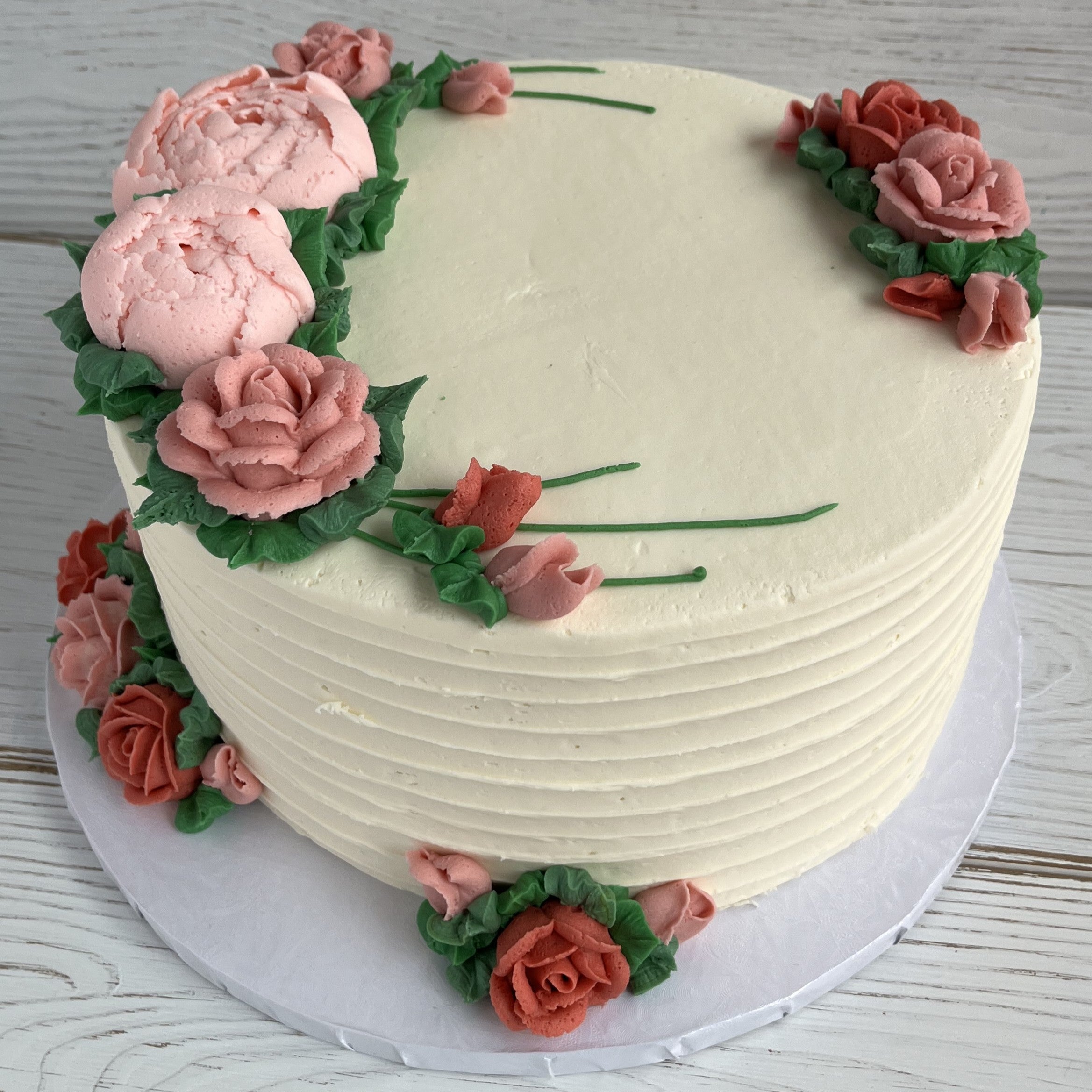 Pink Peonies Floral Cake - VEGAN