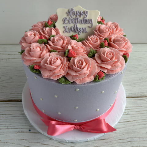 Bouquet of Roses Cake with Ribbon