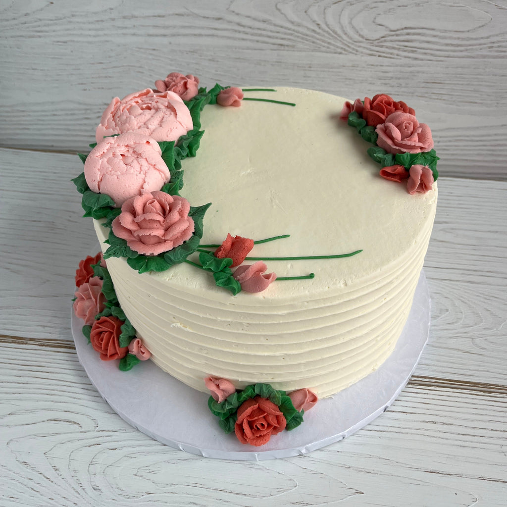 Pink Peonies Floral Cake